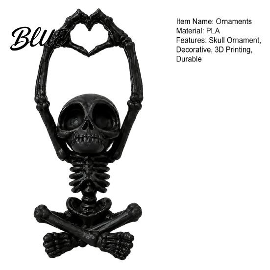 Romantic Skeleton Figurine Heart-Matching Skull Ornament 3D Printed Statue Gothic Creative Shelf Decorations Compact Size Sculpture for Home