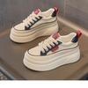 Fashion White casual shoes Hidden Heels Women Platform Wedge Sneakers Ladies Leather Golden Shoes Female Krasovki Tenis Feminino Casual