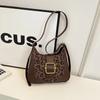 Small Leopard Print Bag with Color Lock for Women New Elegant Texture Single Shoulder Crossbody Bag Underarm Bag