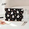 Durable Data Cable Organizer Cosmetic Bag, Halloween Pattern Print Makeup Canvas Cute Storage Bag Zipper Pouch, for Change Washable Pencil Case