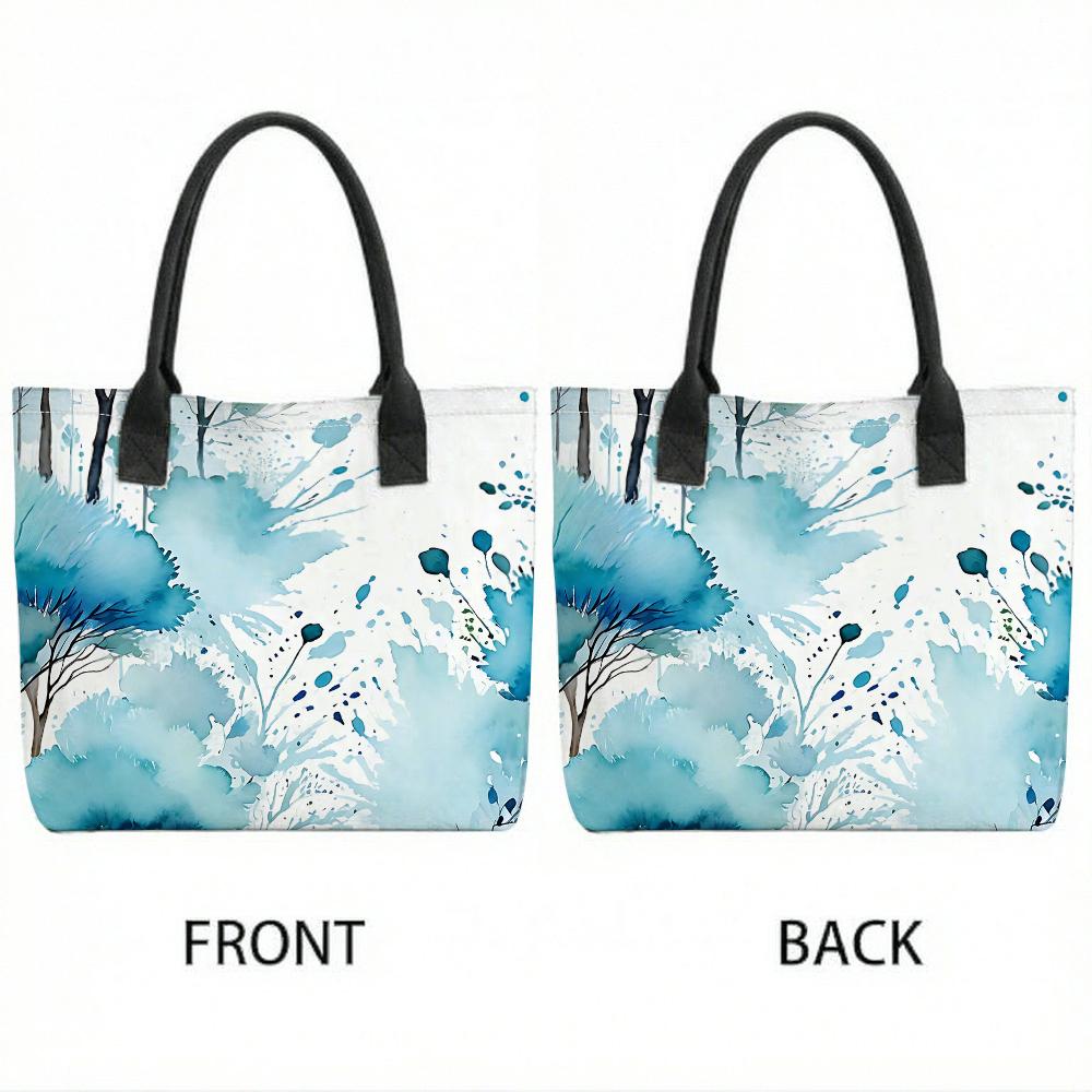  Watercolor Tree Tote Bag Casual Large Capacity Daily Carry Handbag for Outdoor Shopping Travel
