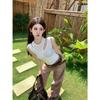 Real shot, Spice Girl irregular fake two-piece hollow vest summer design sense slim and thin short top