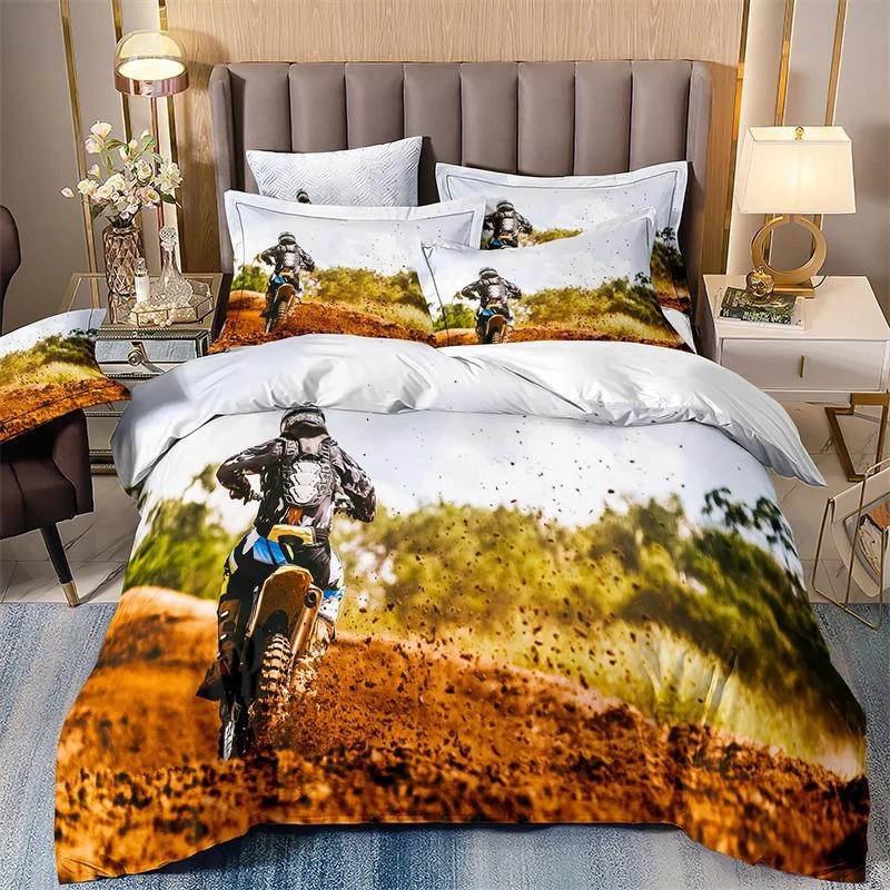 Galaxy Starry Sky Duvet Cover Set for Boys, Speed Rider, Super Cool, Racing Car Comforter, Bedding Sets for Men, Teen, Queen Siz