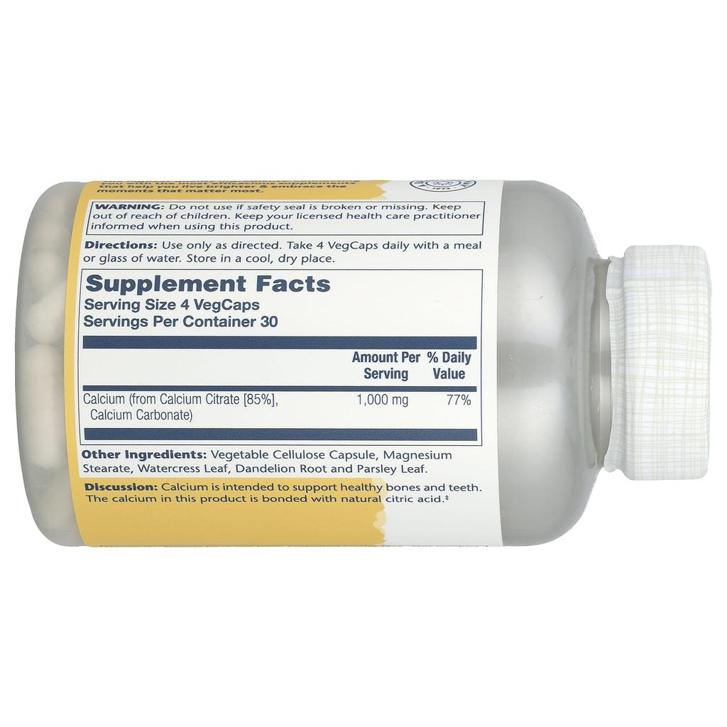 Calcium Citrate, 1,000Mg, 120 Veggie Caps (250Mg per Capsule)