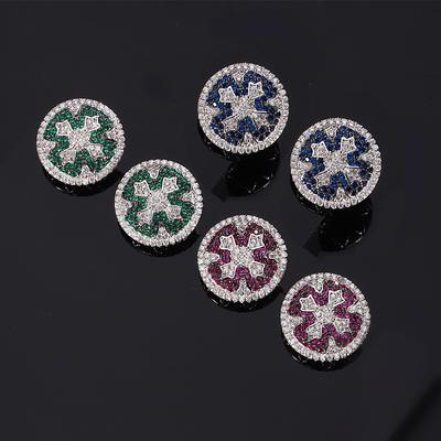 Neue Ohrstecker im Retro-Stil, voller Diamanten, Zirkon rot, blau und grün, Modeschmuck für Damen.