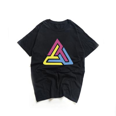 Neue Sommer Mann T Shirt Marke SCHWARZ PYRAMIDE Hip Hop T-Shirt Unisex Baumwolle Bunte Dreieck Druck Chris Brown Hip Hop tees Tops