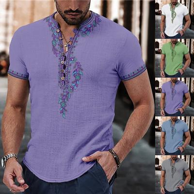 Men's Shirt Floral Graphic Prints Stand Collar Outdoor Street Short Sleeve Print Clothing Apparel Fashion Streetwear Casual