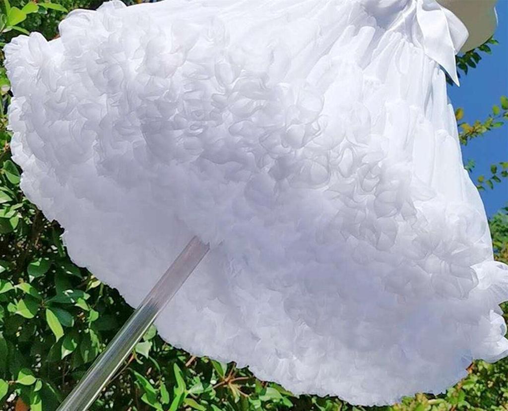Kuroobaa Voluminous Tutu Tulle Fluffy 40cm Skirt, Petticoat, Pannier, (White)