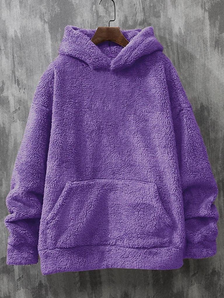 European Style Slim Fit Men's Coral Fleece Hooded Sweatshirt for Autumn and Winter
