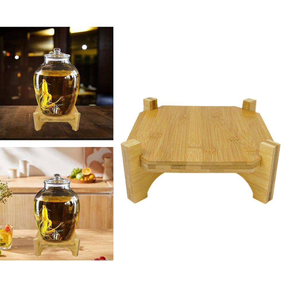 Drink Dispenser Holder, Wooden Base, Wear-Resistant, Home Potted Storage Rack for Table, Bathroom,