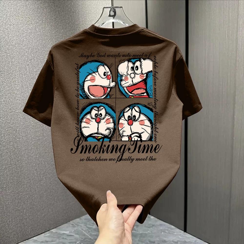 Cotton Round Neck Trendy Tops, Fashionable and Versatile Men's T-shirts, Loose Printed Short Sleeves for Couples 
