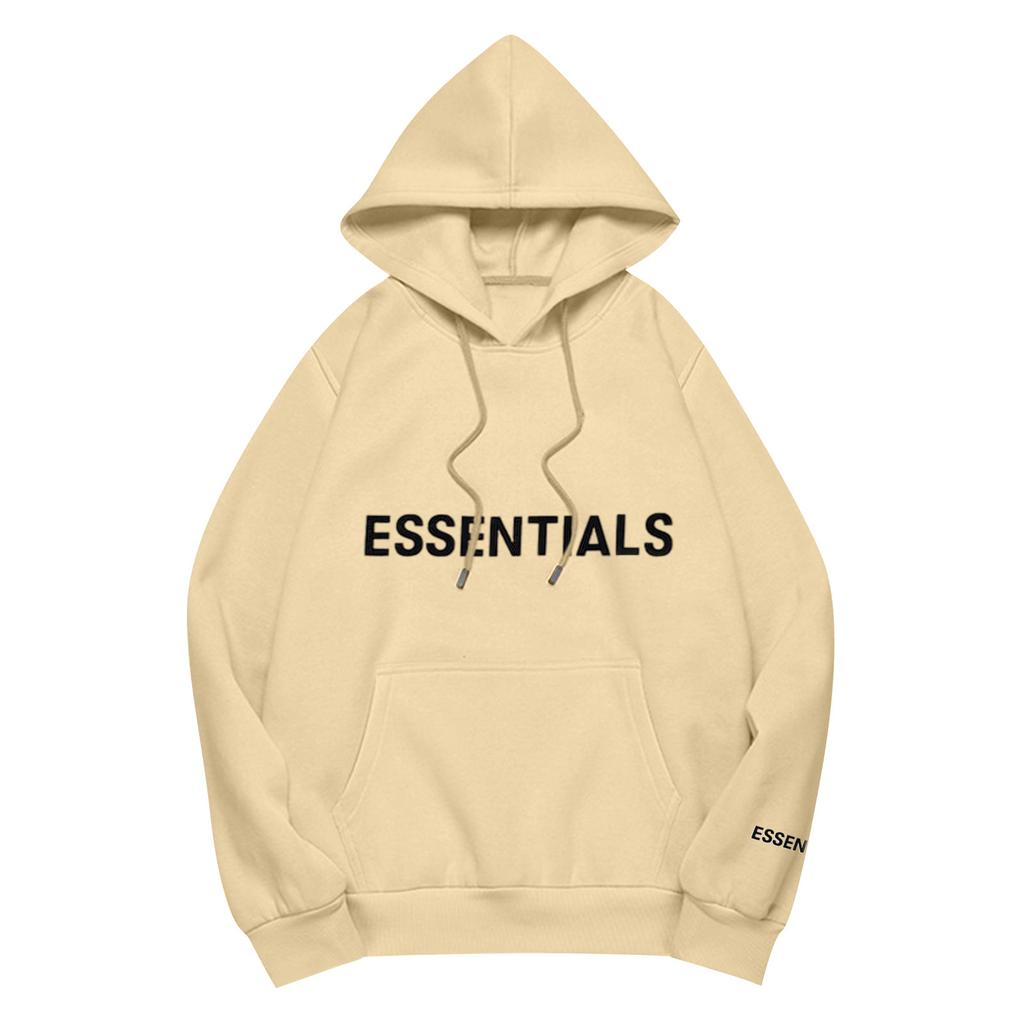 Unisex Loose Casual Letter Print Solid Round Neck Long Sleeve Hooded Sweatshirt