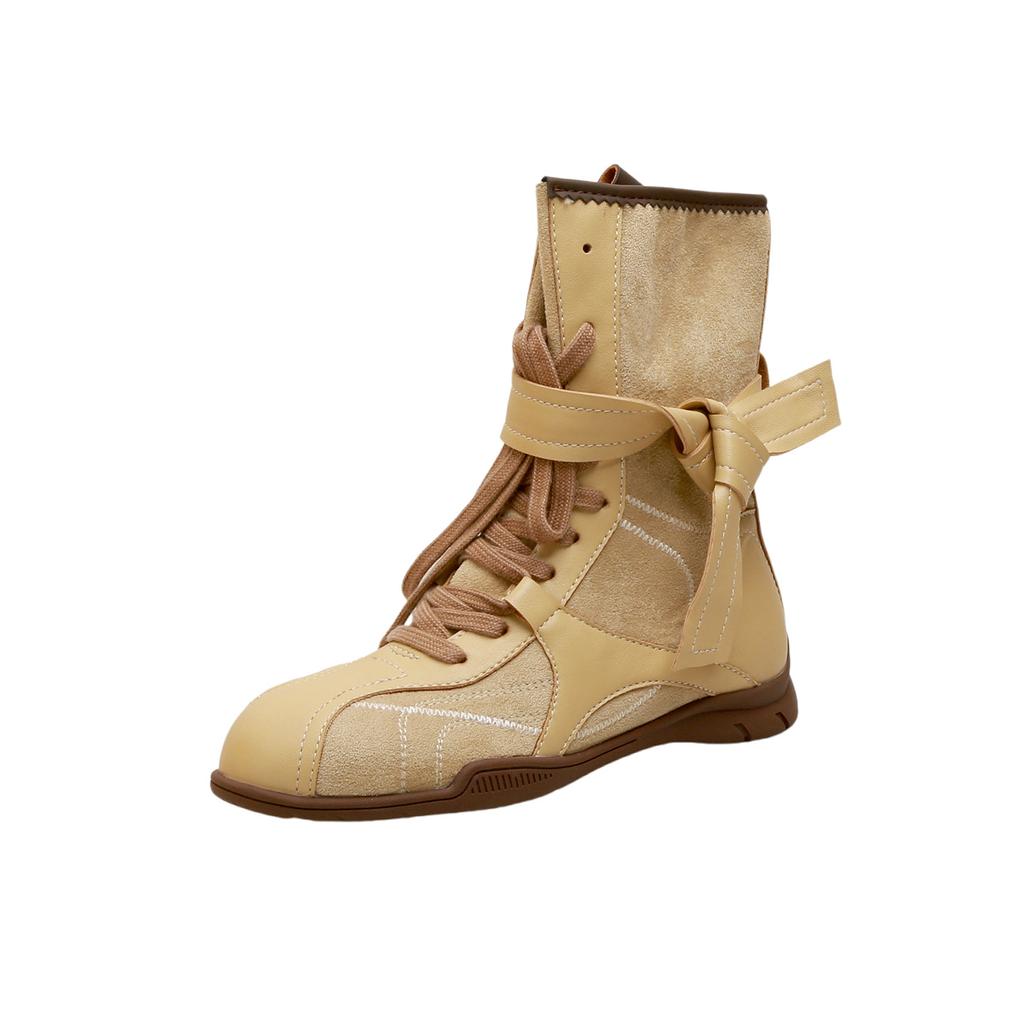 Verze z hovězí kůže, módní retro barevná kombinace, všestranné popruhy, boční zip, lovecké oblečení, boty Dexun Martin, dámská podzimní a zimní kolekce 2025