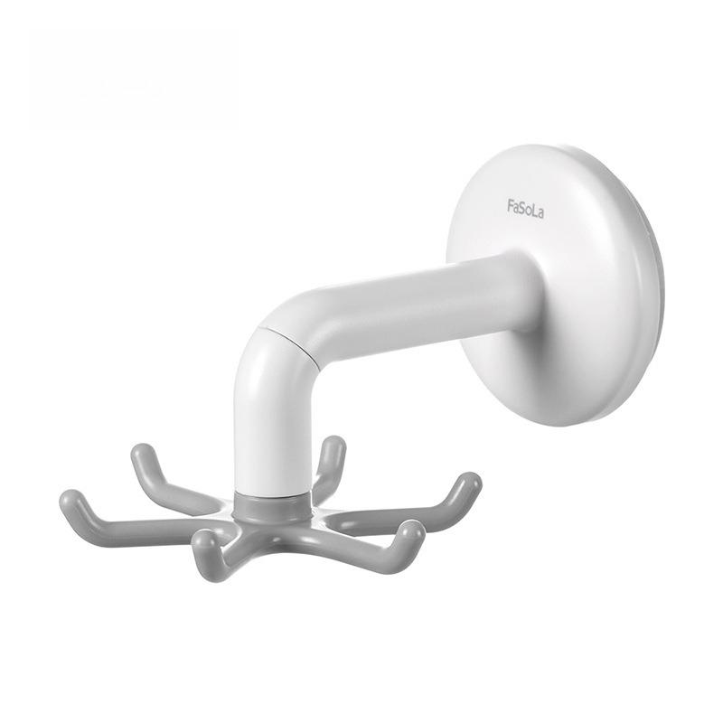 Suction Cup Rotating Hook Non-punching Kitchen Hanging Spoon Shovel Kitchen Utensils Rack Wall Hanging Adsorption Six-claw Hook