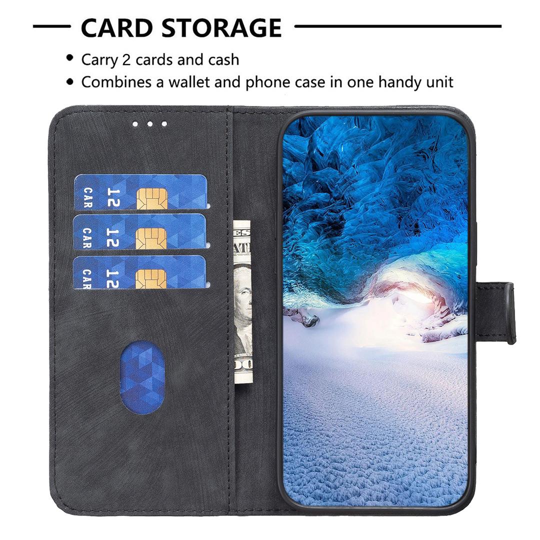 

For Samsung Galaxy A35 5G Case Imprinted Grid Wallet Leather Cover Black