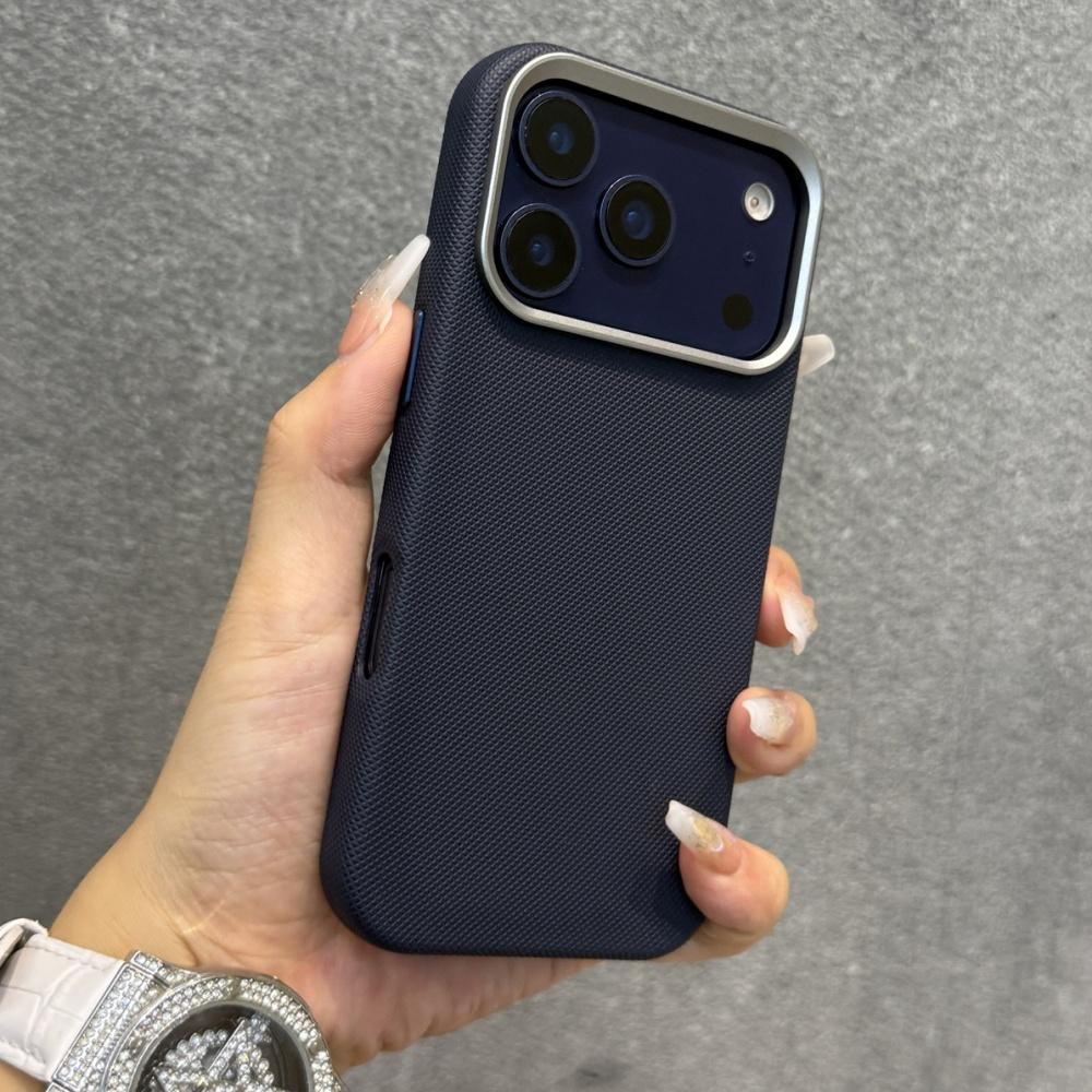 Business Fabric Texture Soft TPU Case For iPhone 17 Air 16 15 14 13 12 11 Pro Max Plus 17Pro 17Promax Luxury Retro Plating Funda