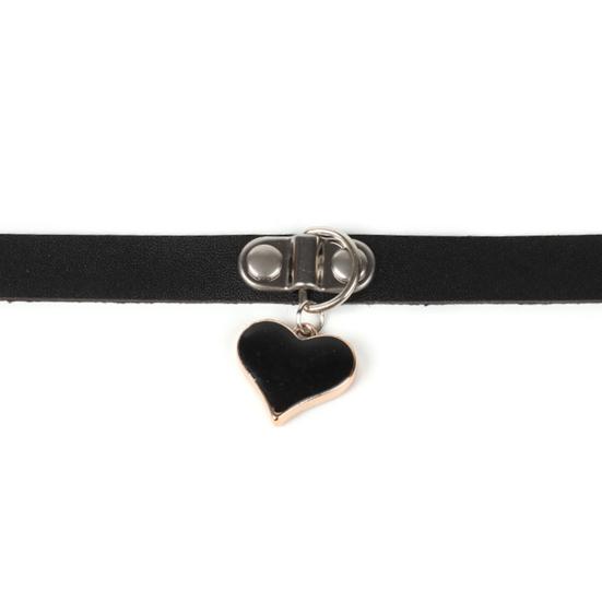 Women Choker Heart Hip Hop Faux Leather Exaggerated Rivets Collar Choker for Daily Wear