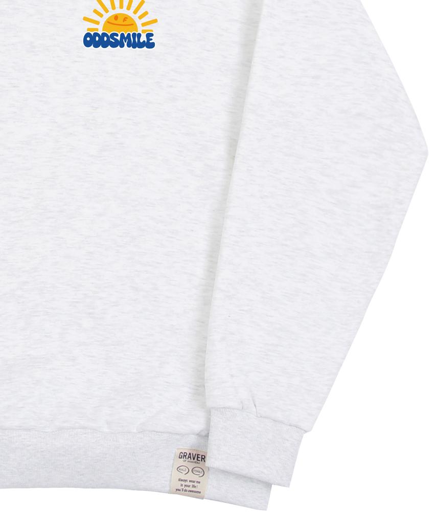 GRAVER [Unisex] Oddsmile Sun Smile Sweatshirt_Melange White