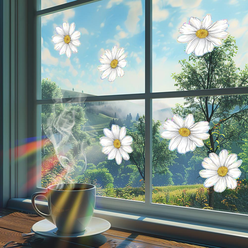 Painted Small Daisy Glass Doors and Windows Home Beautification and Decoration Anti-static Window Stickers