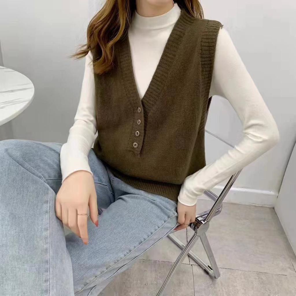 Knitted Vest for Women, New Korean Version, Loose and Stylish Layering Outfit, Sleeveless Sweater, Vest Outfit