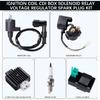 Ignition Coil 5-PIN CDI Box Solenoid 4-PIN Relay Voltage Regulator Spark Plug Kit For 50Cc 70Cc 90Cc 110Cc 125Cc ATV Chinese Go Kart Dirt Bike Pit