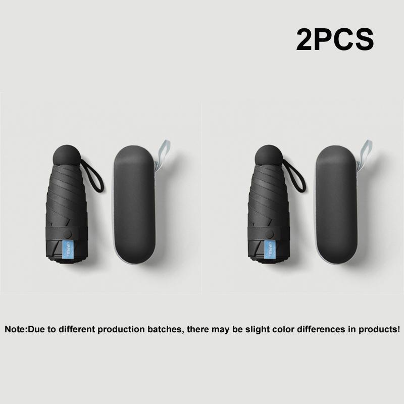 2pcs Portable Capsule Umbrella With Box, Dual Use Sunshade And Rain Protection Lightweight Folding Umbrellas For Office, Travel