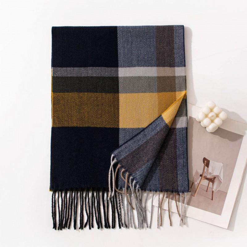 Elegant Plaid Faux Cashmere Scarf Women Warm Winter Wrap Office Commute Neck Warmer 35x180cm