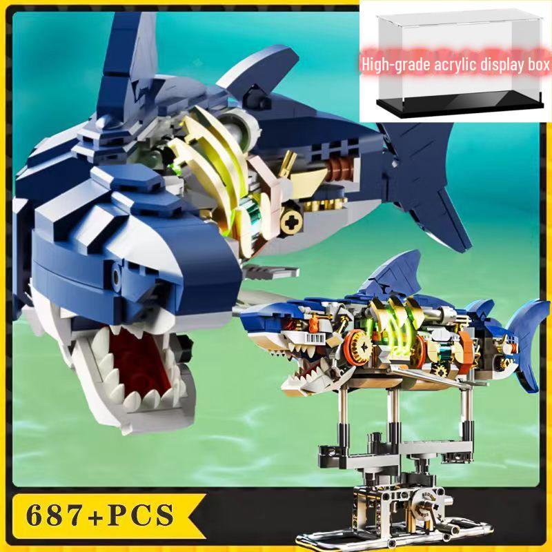 Совместимые с Lego механические сборные модели попугая, акулы, кита и осьминога