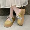 Baotou half slippers women's summer outer wear 2025 new versatile round head flat-soled single shoes one pedal lazy shoes casual