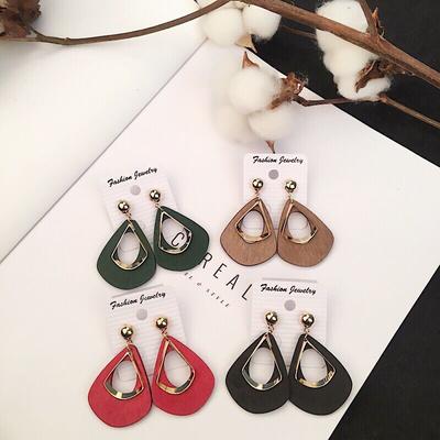 SCIONE Wooden Earrings Personalized Earrings Simple Wild Wood Long Earrings Earrings Female