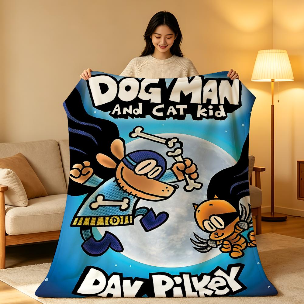 Cartoon D-Dog M-Man Throw High-Density Short Plush Blanket Soft Skin-Friendly For Sofa Nap Air-Conditioned Room