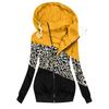 Women Winter Casual Leopard Prints Jacket Zipper Sweatshirt Long Sleeve Coat