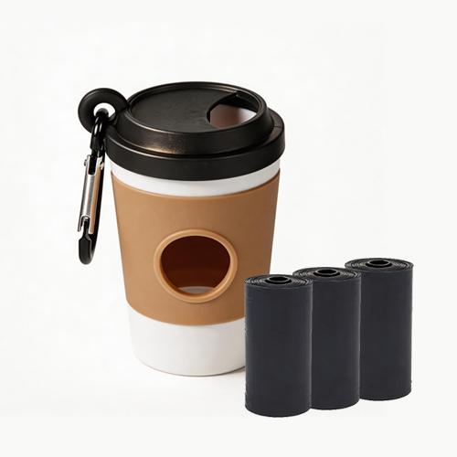 Portable Storage Box Pet Poop Trash Can Dispenser Creative Coffee Cup Dog Garbage Storage Design Outdoor Dog Walking Garbage Bag