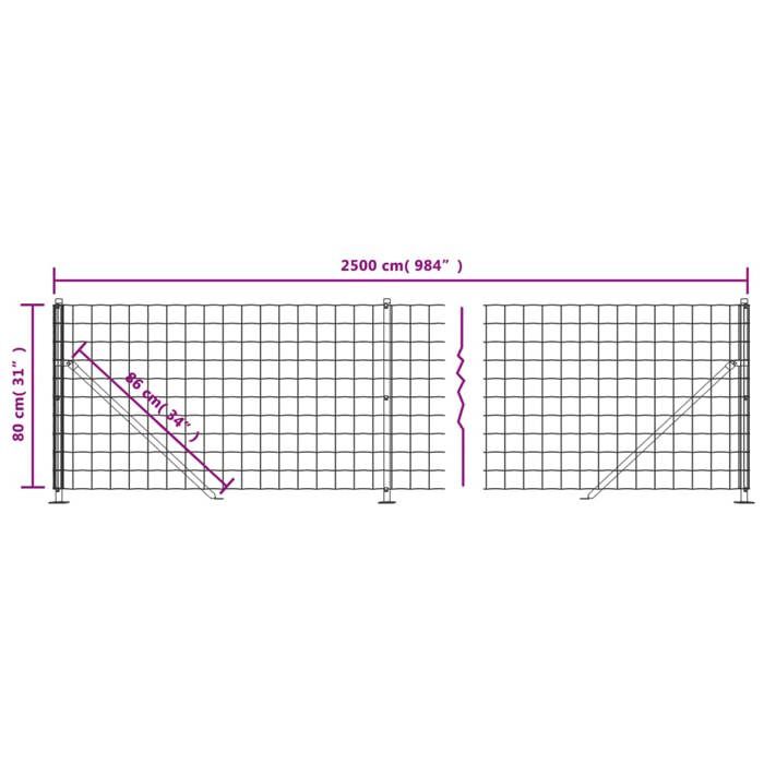 VidaXL Wire Mesh Fence with Flange, Decorative Fence Panel, Garden Patio Protection Barrier 154184
