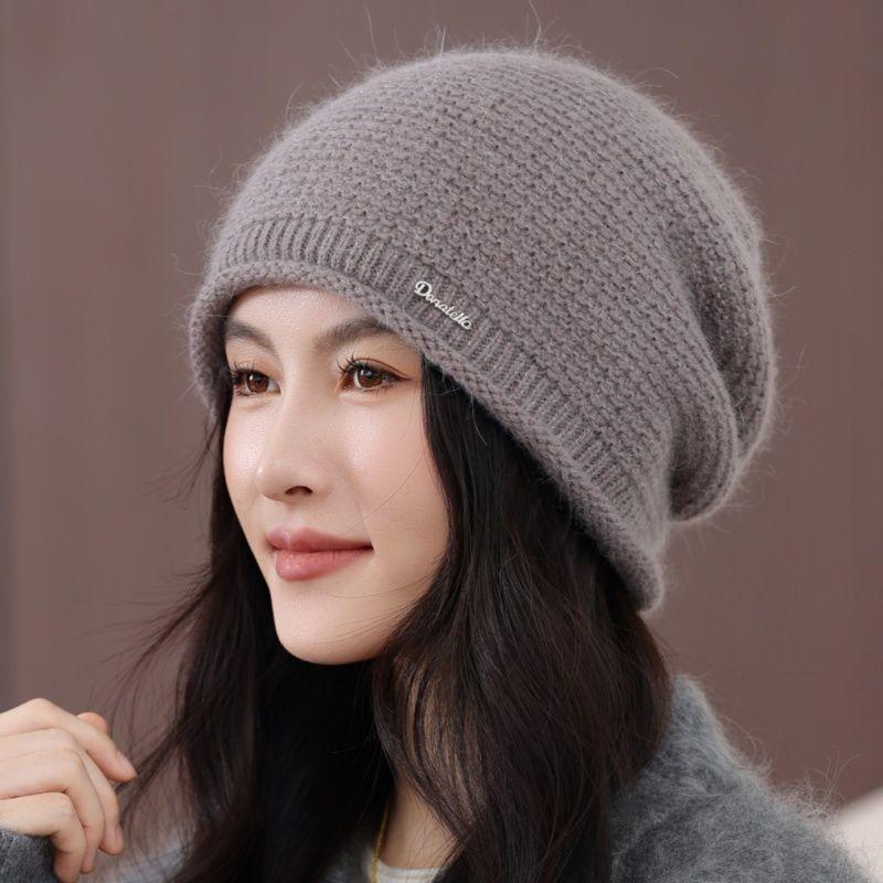Autumn and Winter Wool Hat Women's New Fashion Rabbit Fur Beret Thermal Ear Protector Knitted Hat