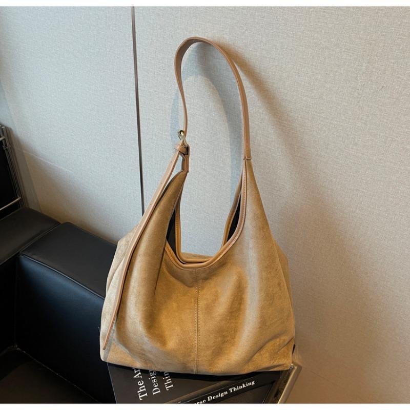 Suede Bag Women's Large-capacity New Autumn and Winter Retro Shoulder Messenger Bag Commuter Tote Bag