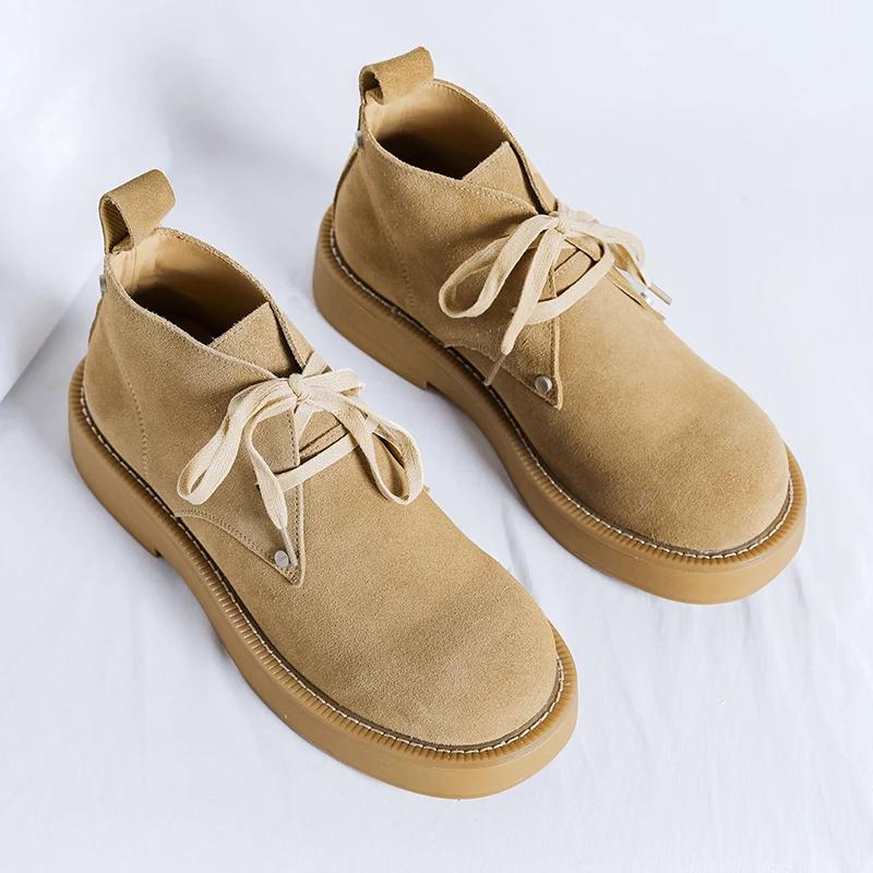 Fashion Winter Men's Boots Cow Suede Leather Warm Boots for Men Casual Snow Boots Fashion Outdoor Work High Top Ankle Boot Chelsea Boot
