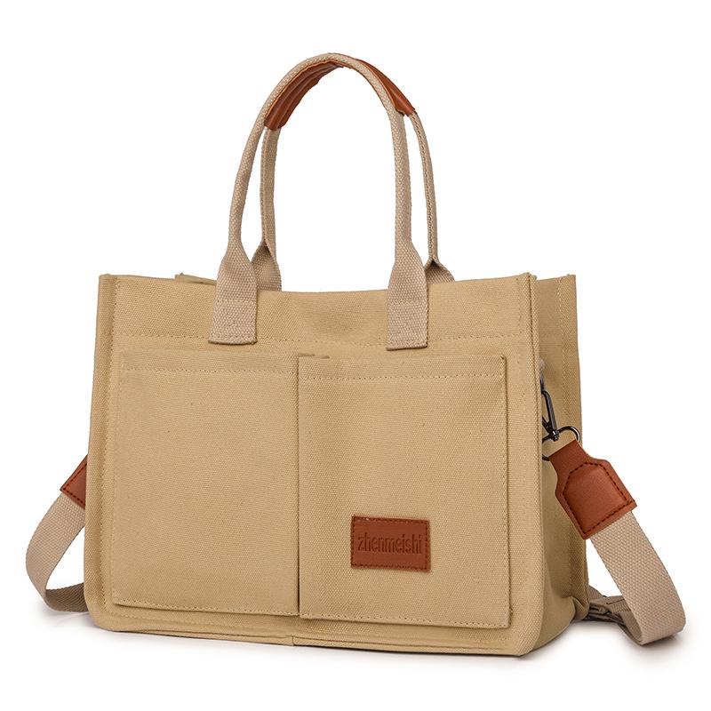 Japanese Minimalist Large-Capacity Crossbody Canvas Backpack & Versatile Tote Handbag.