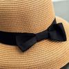 Black Ribbon Bowknot Straw Hat Classic Solid Color Sun Hats Elegant Summer Travel Beach Hats for Women Daily Use