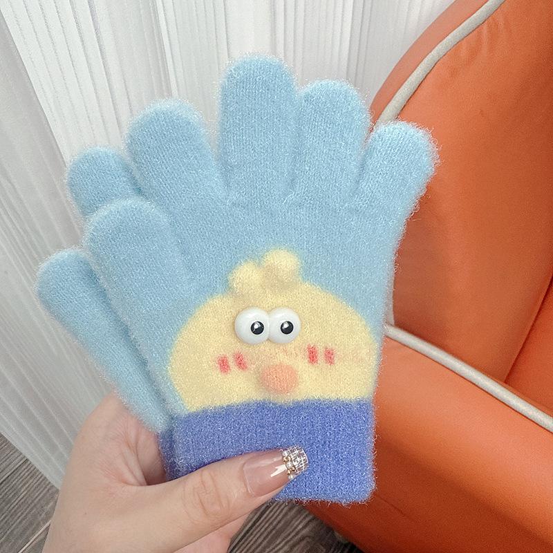 

Children s Cute Knitted Split-Finger Gloves for Ages 3-6, Winter Warmth for Boys and Girls светло-синий