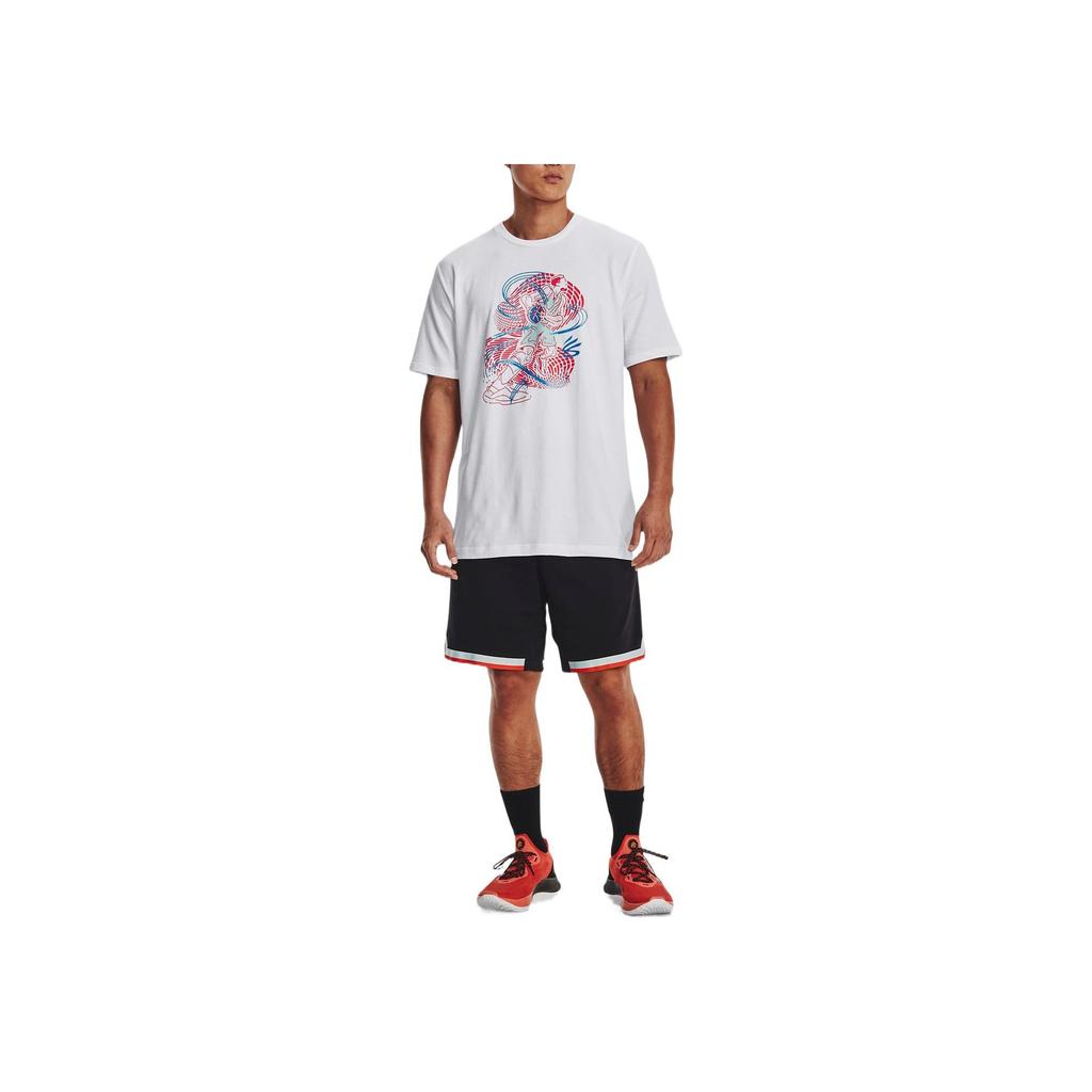 Under Armour Pattern Print Crew Neck Short Sleeve T-Shirt Men Tops White 1374209-100