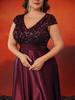 Elegant V-Neck Sequin Evening Gown - Satin A-Line Long Dress for Women