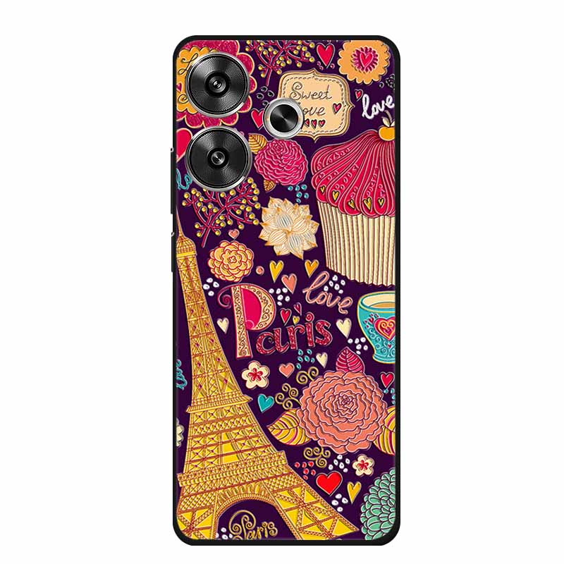 3D Embossed Case For Xiaomi Poco M6 4G Phone Case M 6 Plus Flowers Silicone Soft Coque For Xiaomi Redmi 13 13x Back Cover Case