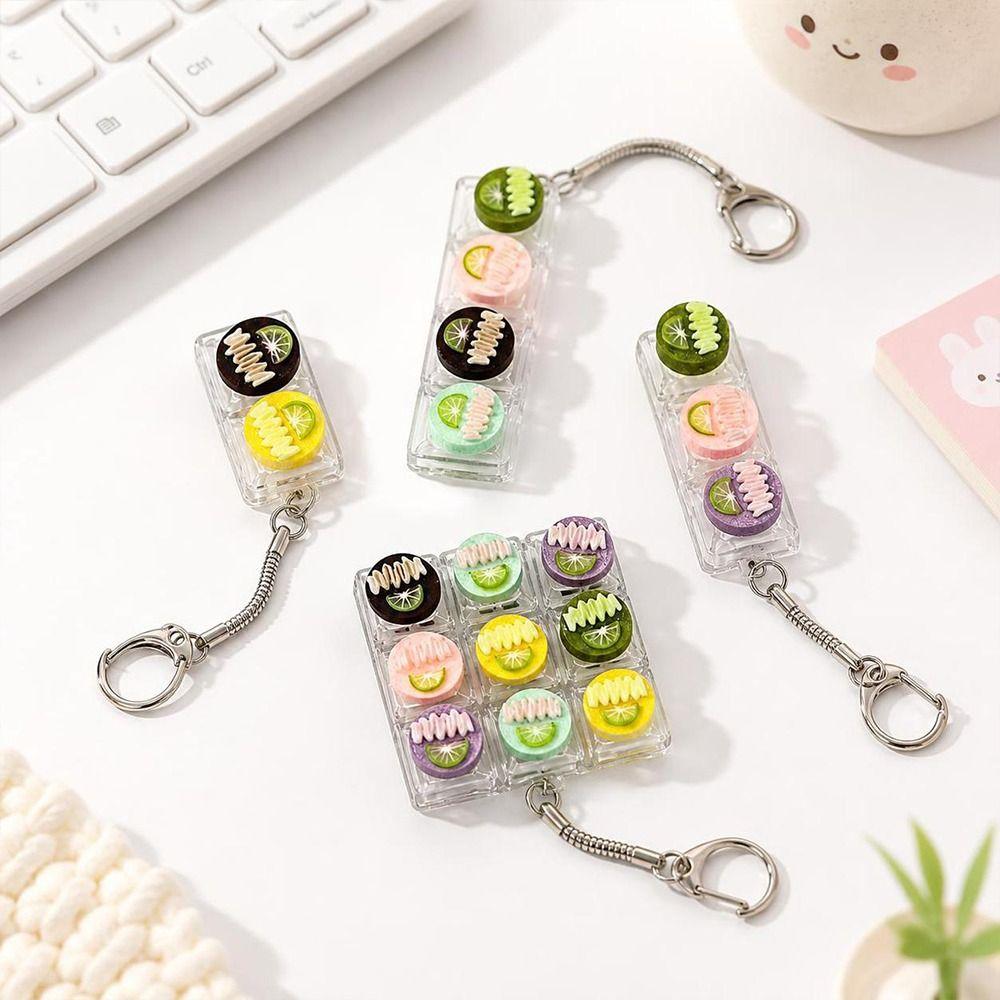 Pressable Buttons Fidget Button Keychain Stress Relief Finger Keyboard Cap Bag Charm
