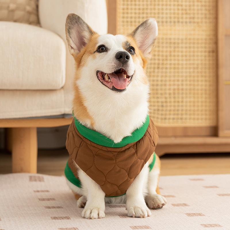 

Autumn and winter Corgi dog clothes keep warm, simple cotton-padded clothes can pull vests, medium-sized dog clothing, pet supplies S (recommended weight 8-5 kg)