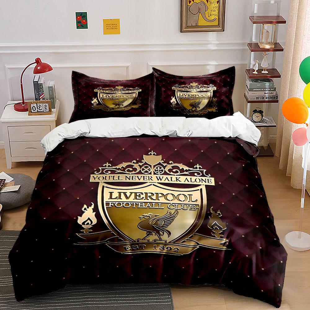 Liverpool Football Club Set Biancheria da Letto Set Copripiumino Copripiumino Federe (1 * Copripiumino 2 * Federe, senza piumino)