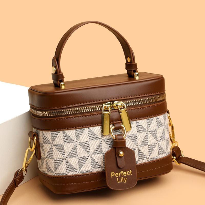 Vintage Geometric Jacquard Box Crossbody Bag, Mini Top Handle Cosmetic Purse with Detachable Strap ,women Fashion Shoulder Bags