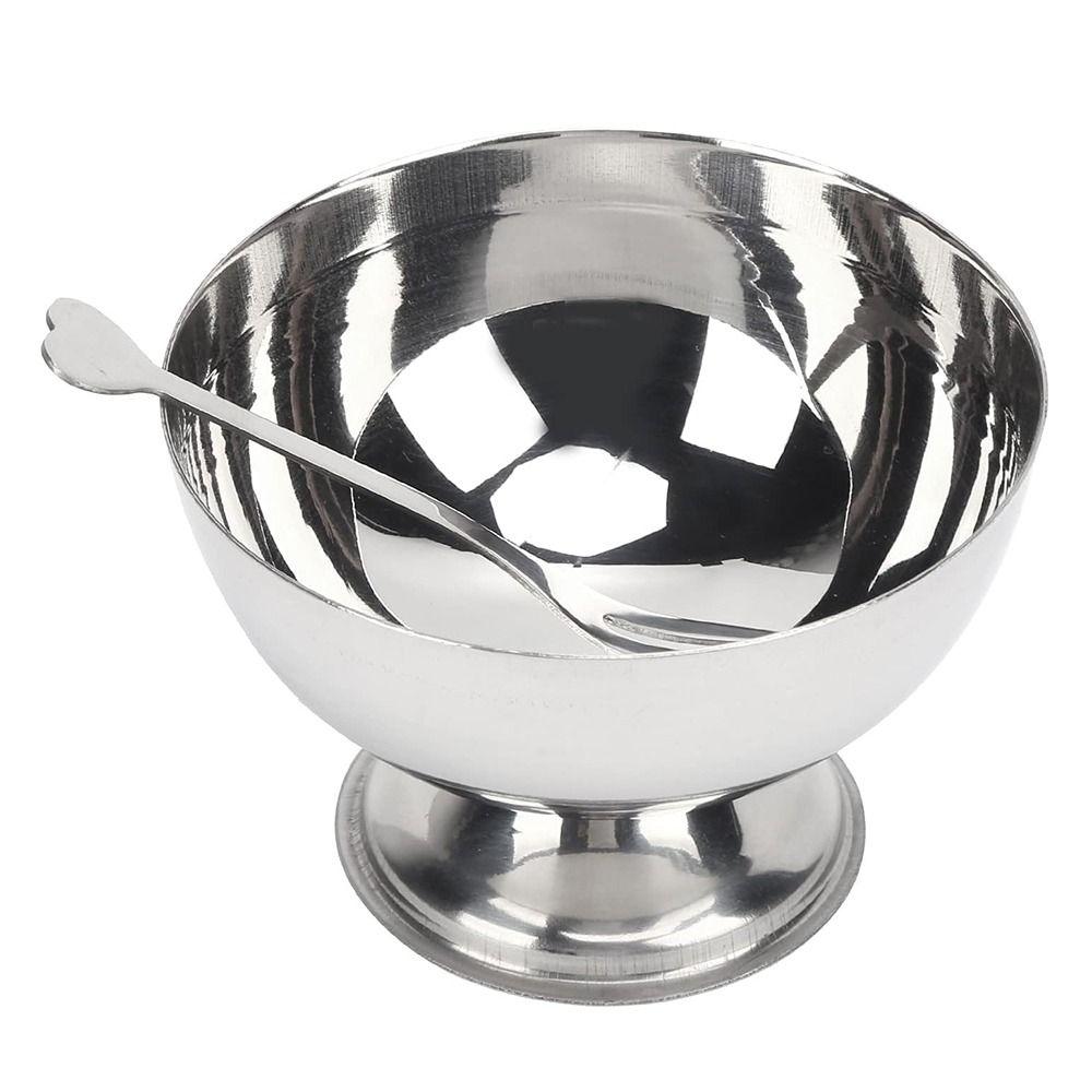 Round Dessert Cups Stainless Steel Candy Container Useful Dessert Holder Salad Bowl