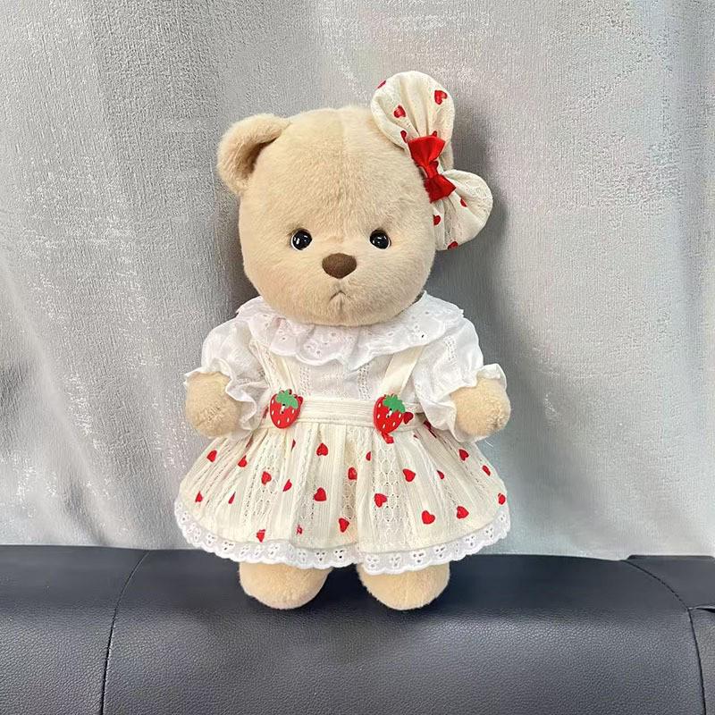 Medium Bear Outfit - Blue Pink Striped Carrot Overalls Set
