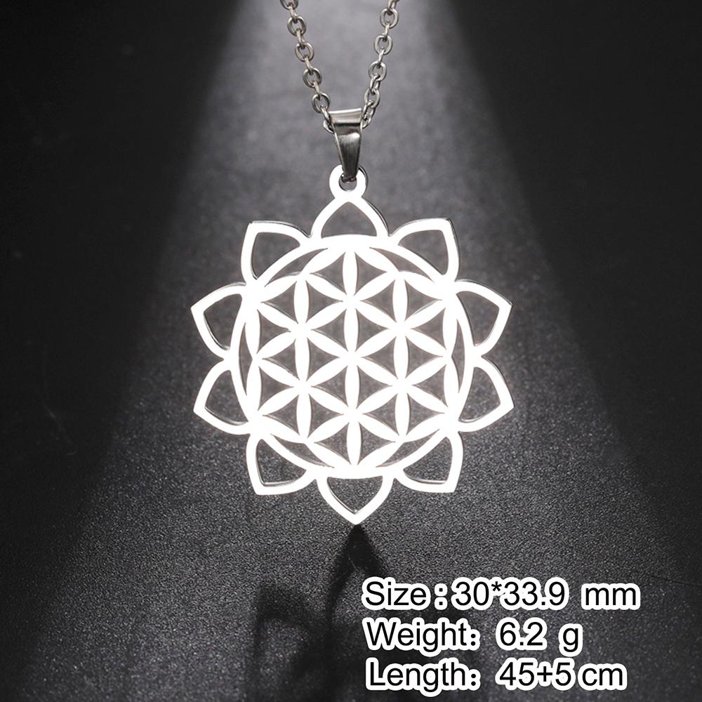 Dawapara Čakra Květ života Náhrdelník Posvátná geometrie Mandala Přívěsek Amulet štěstí Šperky z nerezové oceli Novoroční dárek